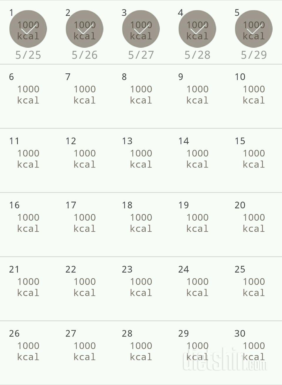 30일 1,000kcal 식단 5일차 성공!