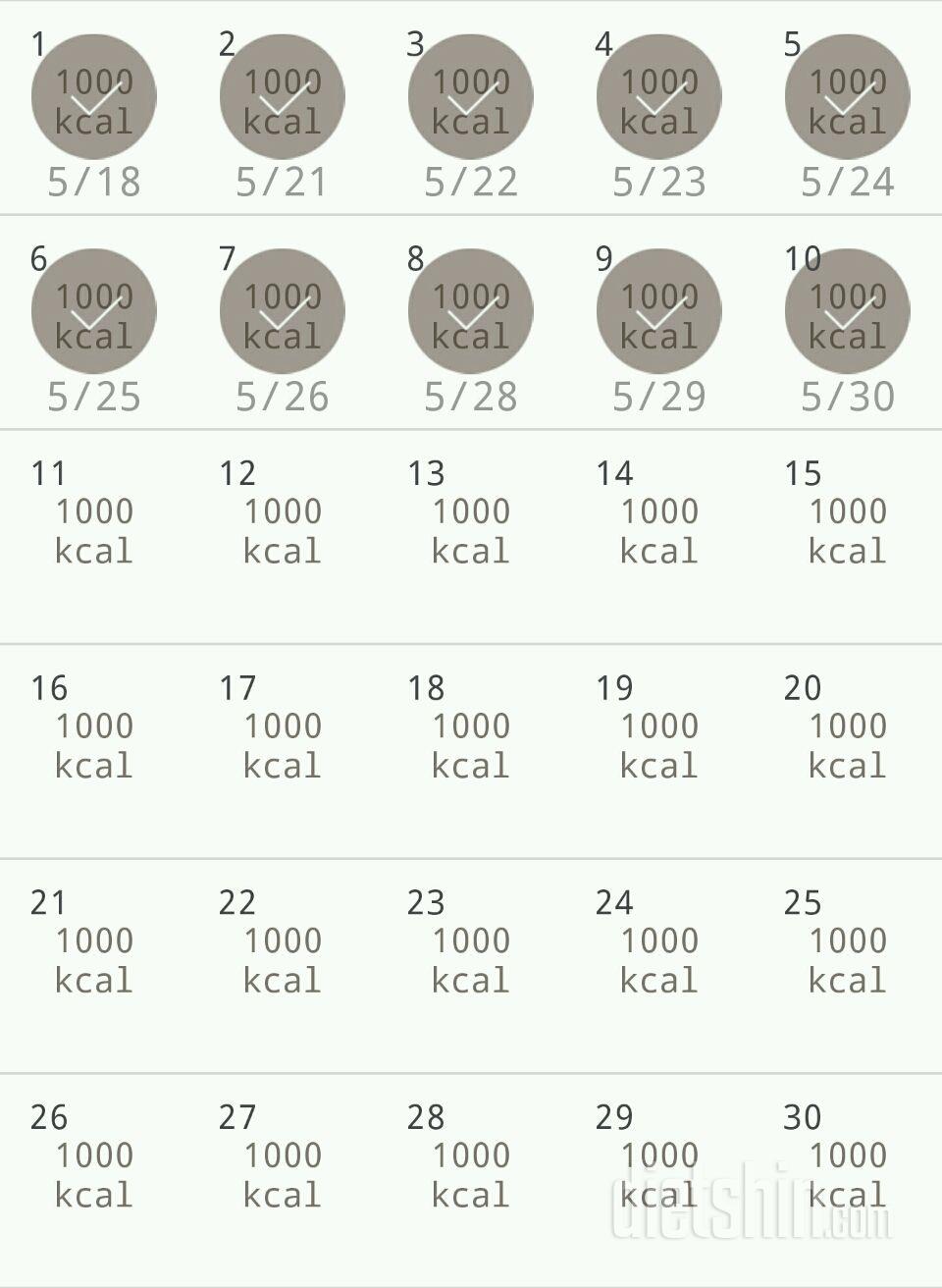 30일 1,000kcal 식단 10일차 성공!