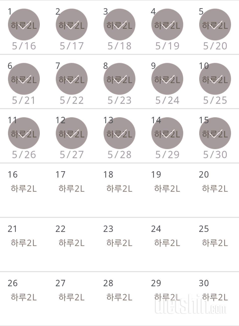 30일 하루 2L 물마시기 15일차 성공!