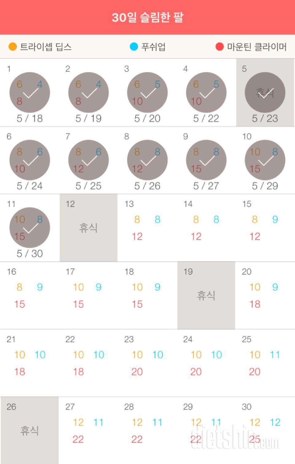 30일 슬림한 팔 11일차 성공!