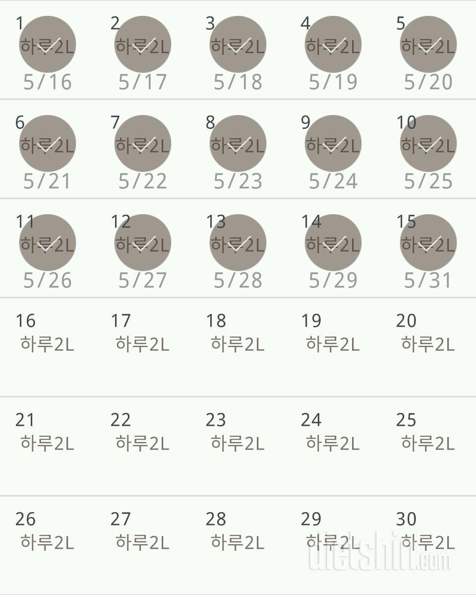 30일 하루 2L 물마시기 15일차 성공!