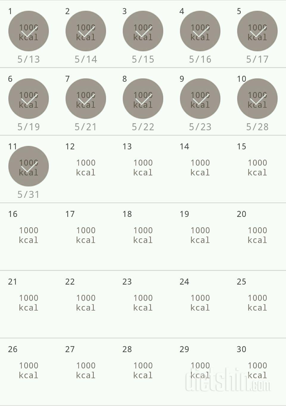 30일 1,000kcal 식단 11일차 성공!