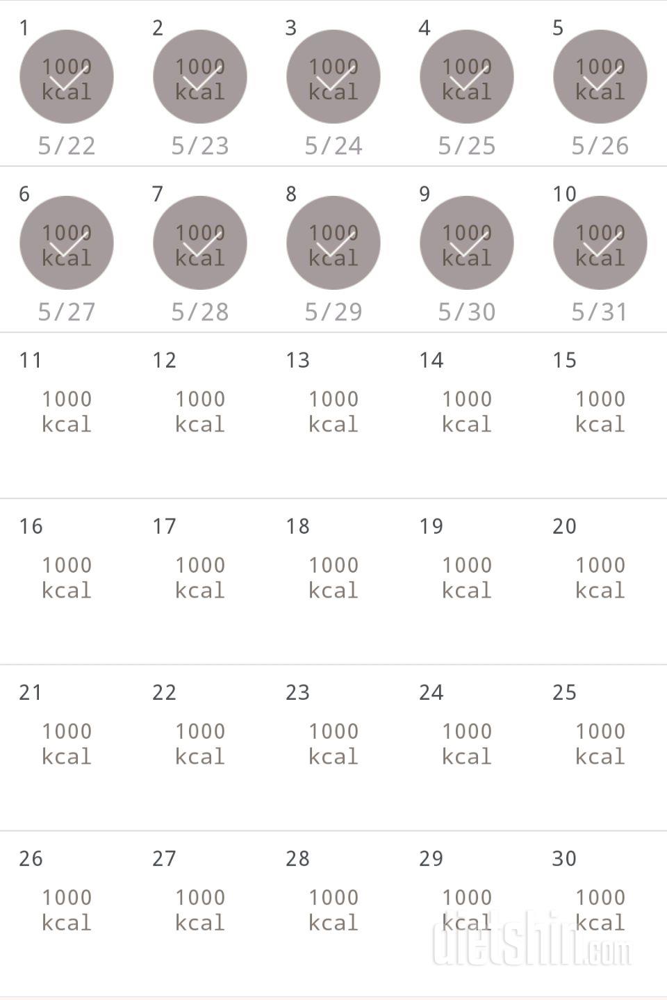 30일 1,000kcal 식단 10일차 성공!