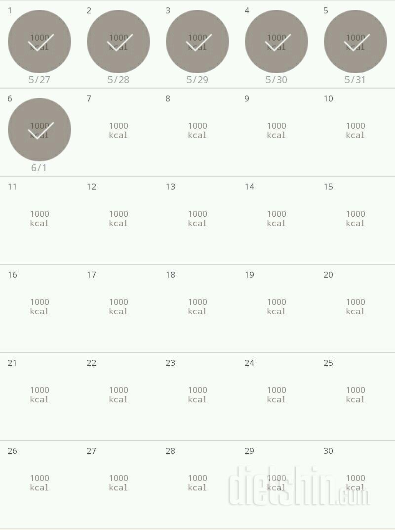 30일 1,000kcal 식단 6일차 성공!