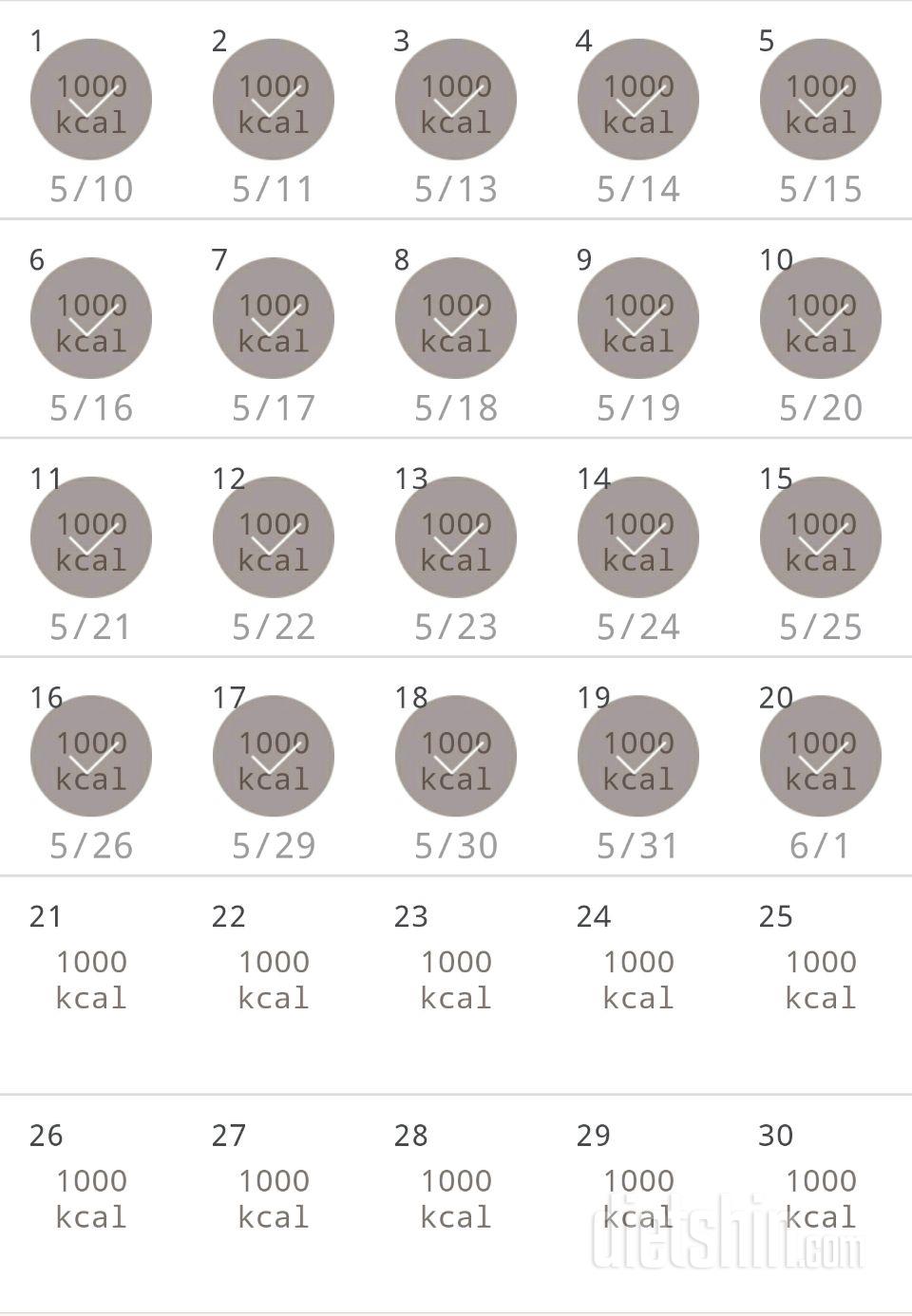 30일 1,000kcal 식단 20일차 성공!