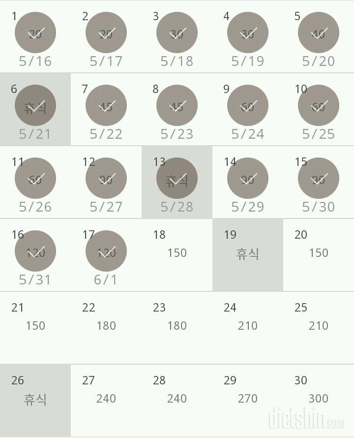 30일 플랭크 17일차 성공!