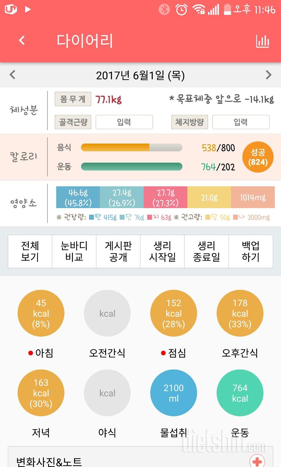 해독후 다욧 첫날