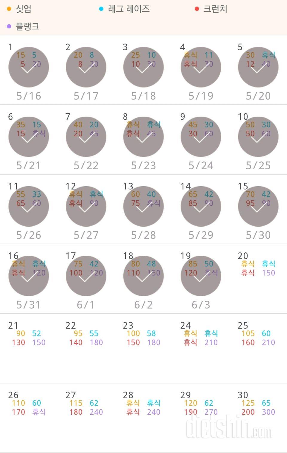 30일 복근 만들기 289일차 성공!