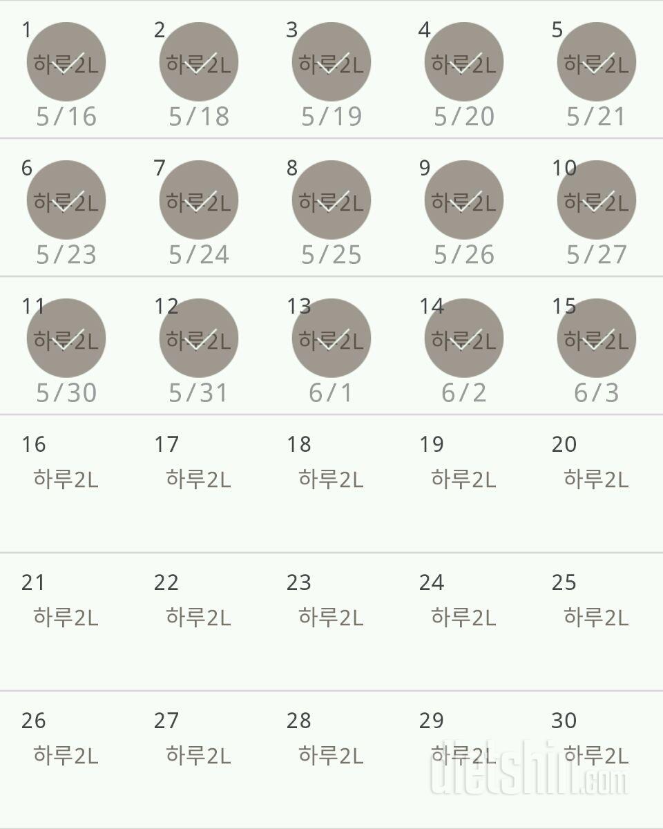 30일 하루 2L 물마시기 15일차 성공!