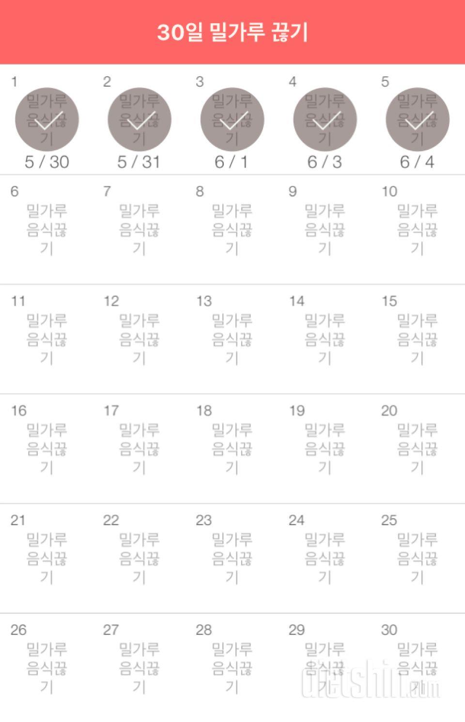 30일 밀가루 끊기 5일차 성공!