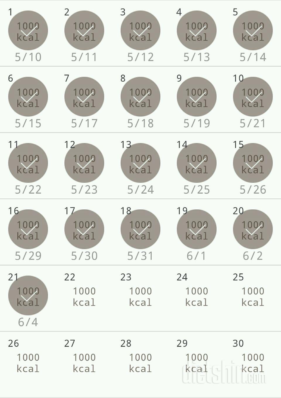 30일 1,000kcal 식단 21일차 성공!