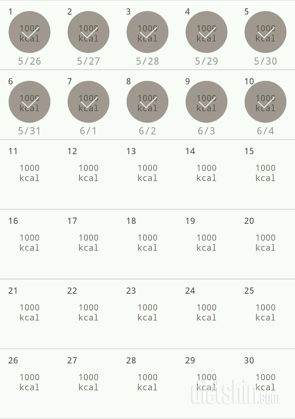 30일 1,000kcal 식단 10일차 성공!