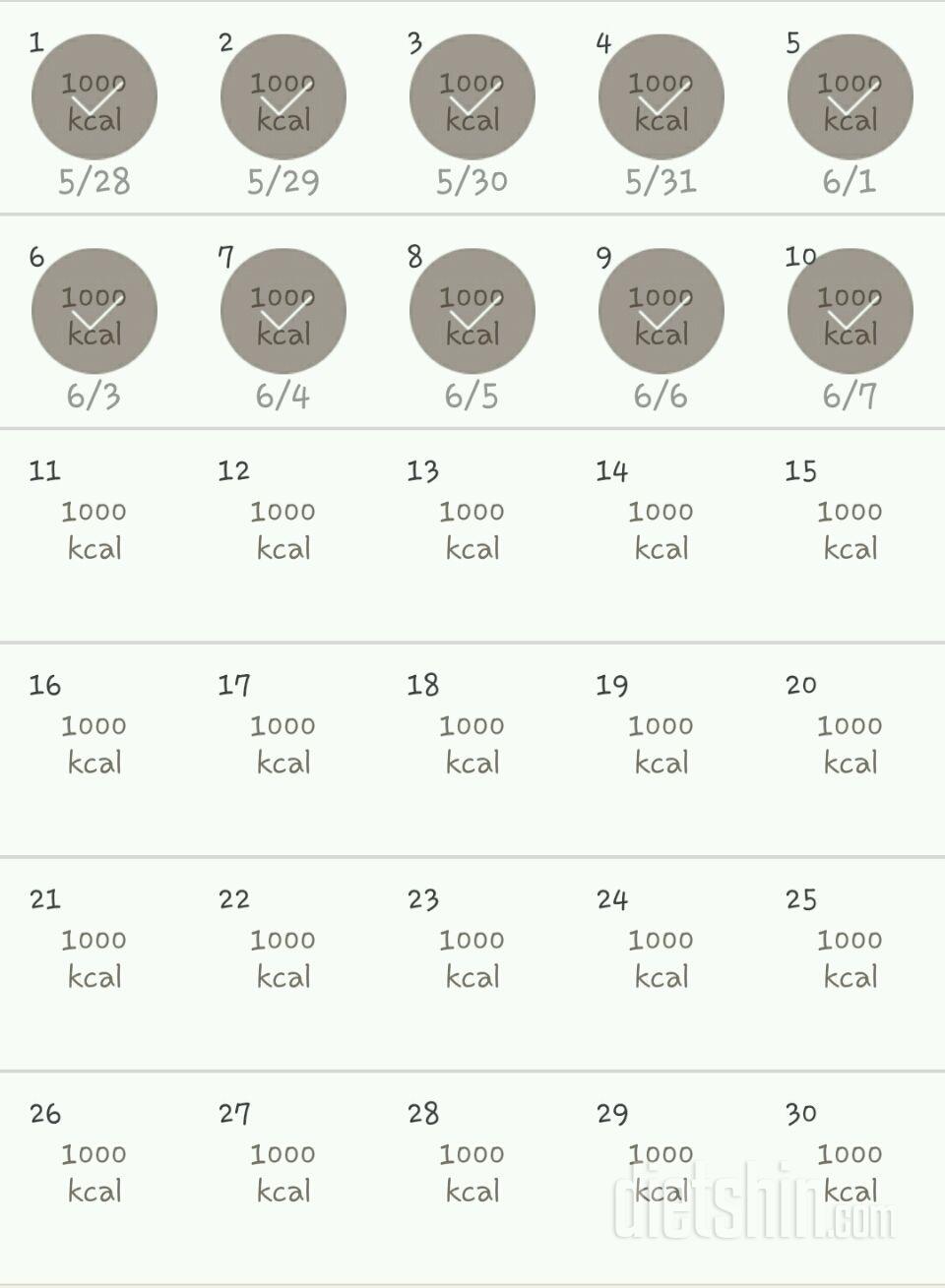 30일 1,000kcal 식단 10일차 성공!