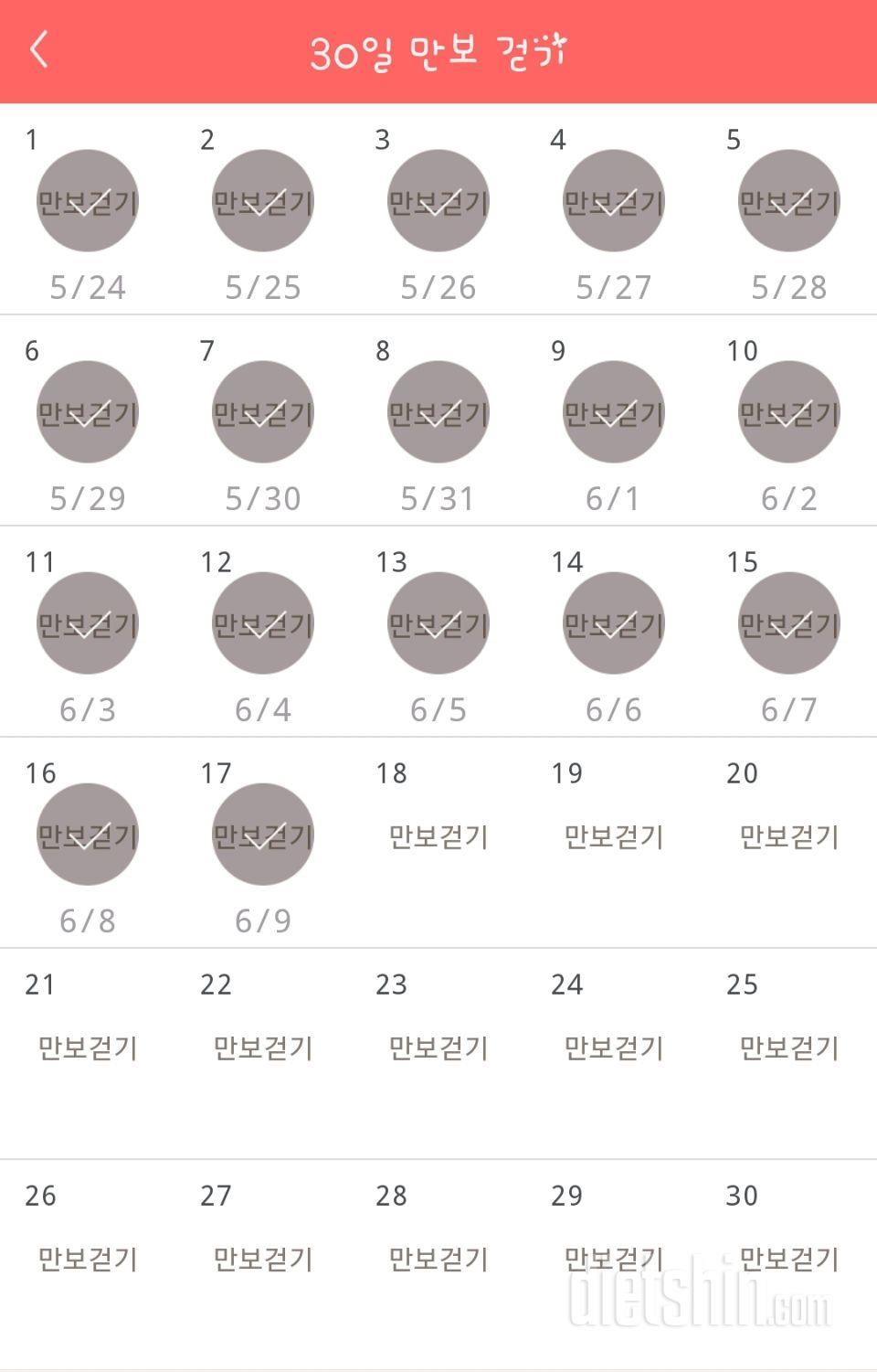 30일 만보 걷기 17일차 성공!