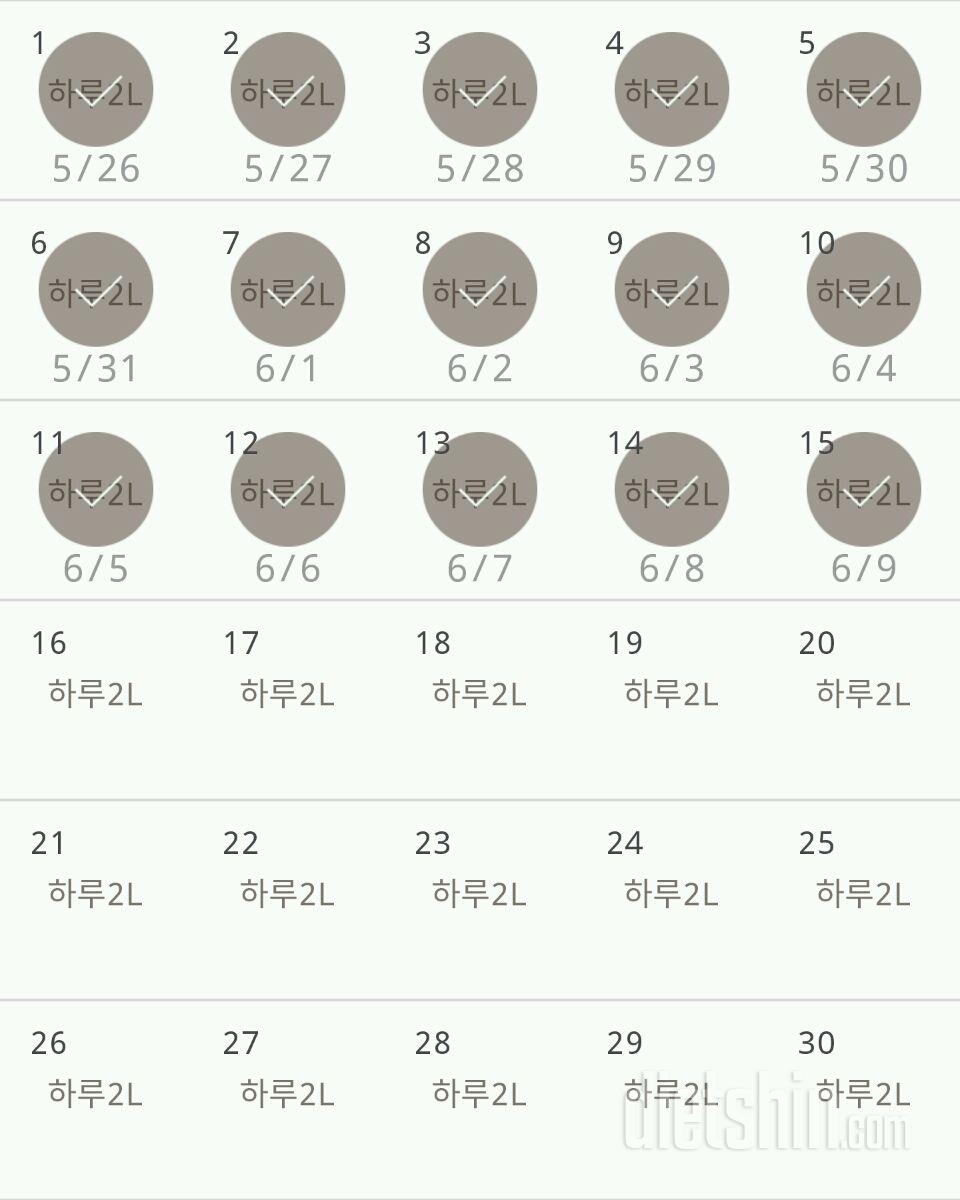 30일 하루 2L 물마시기 15일차 성공!