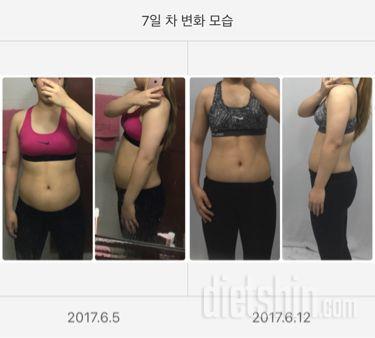 일주일 눈바디 변화 63kg>>>61.4kg