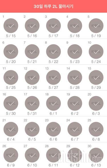 30일 하루 2L 물마시기 30일차 성공!