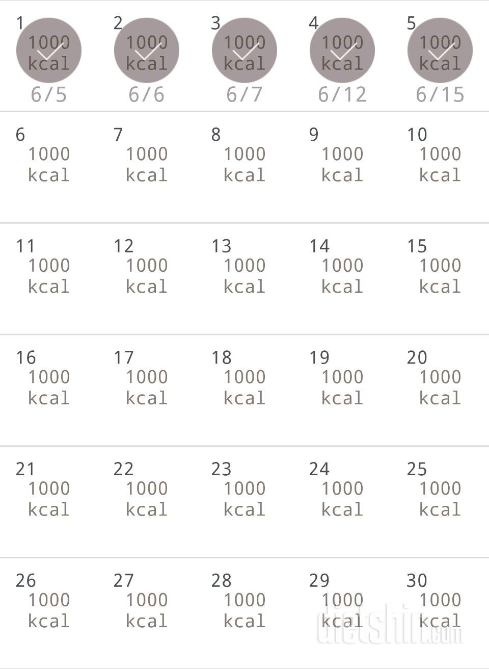 30일 1,000kcal 식단 5일차 성공!