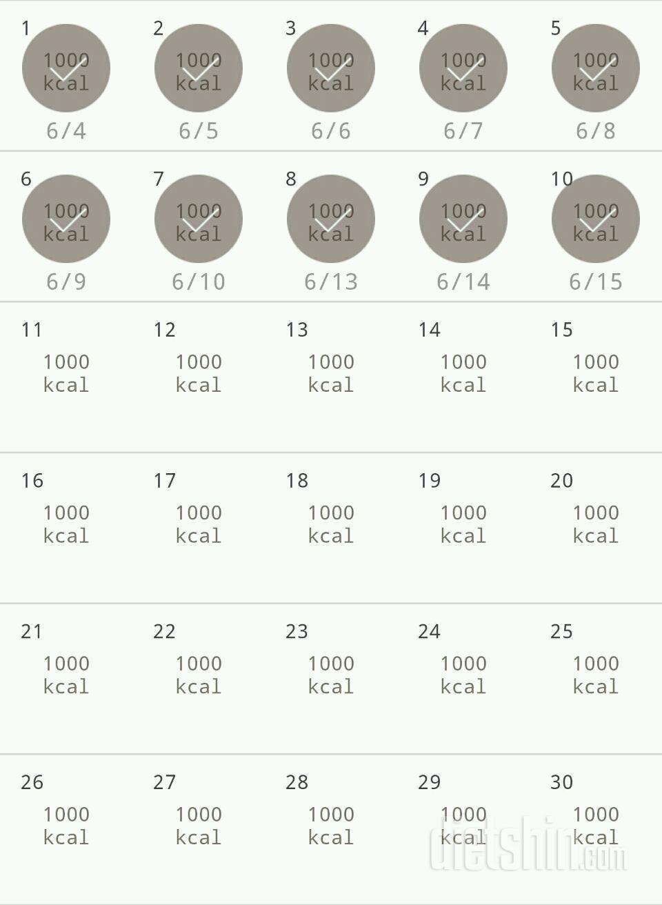 30일 1,000kcal 식단 10일차 성공!