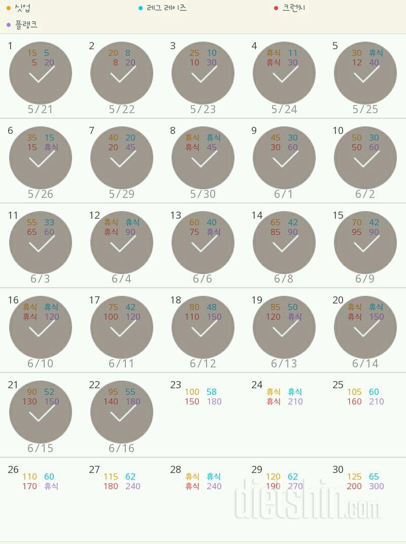 30일 복근 만들기 22일차 성공!