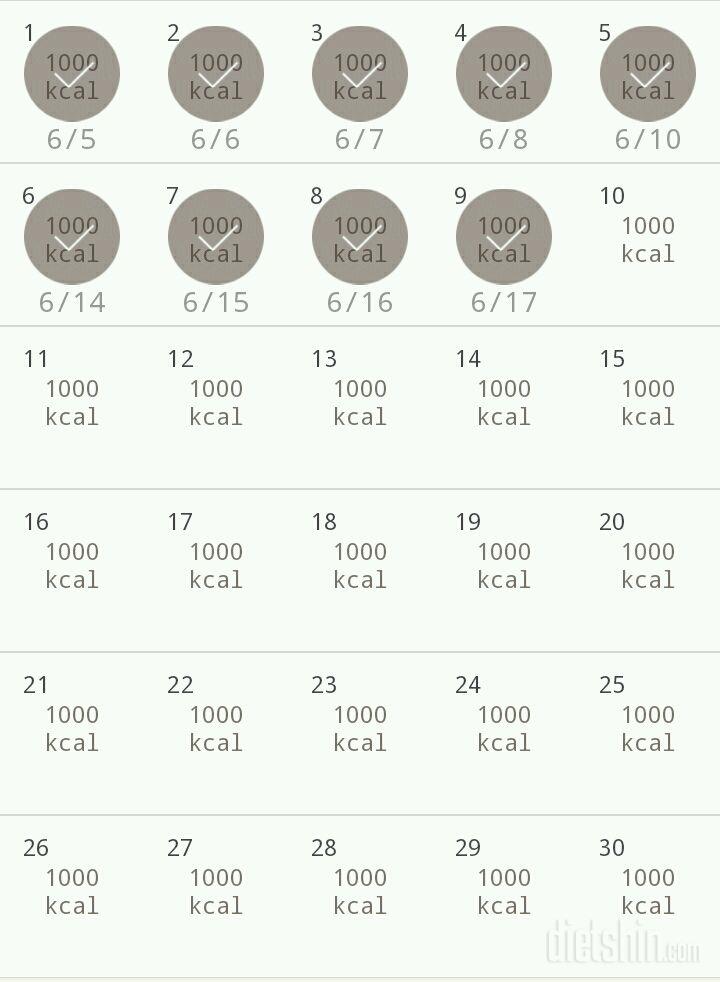 30일 1,000kcal 식단 9일차 성공!