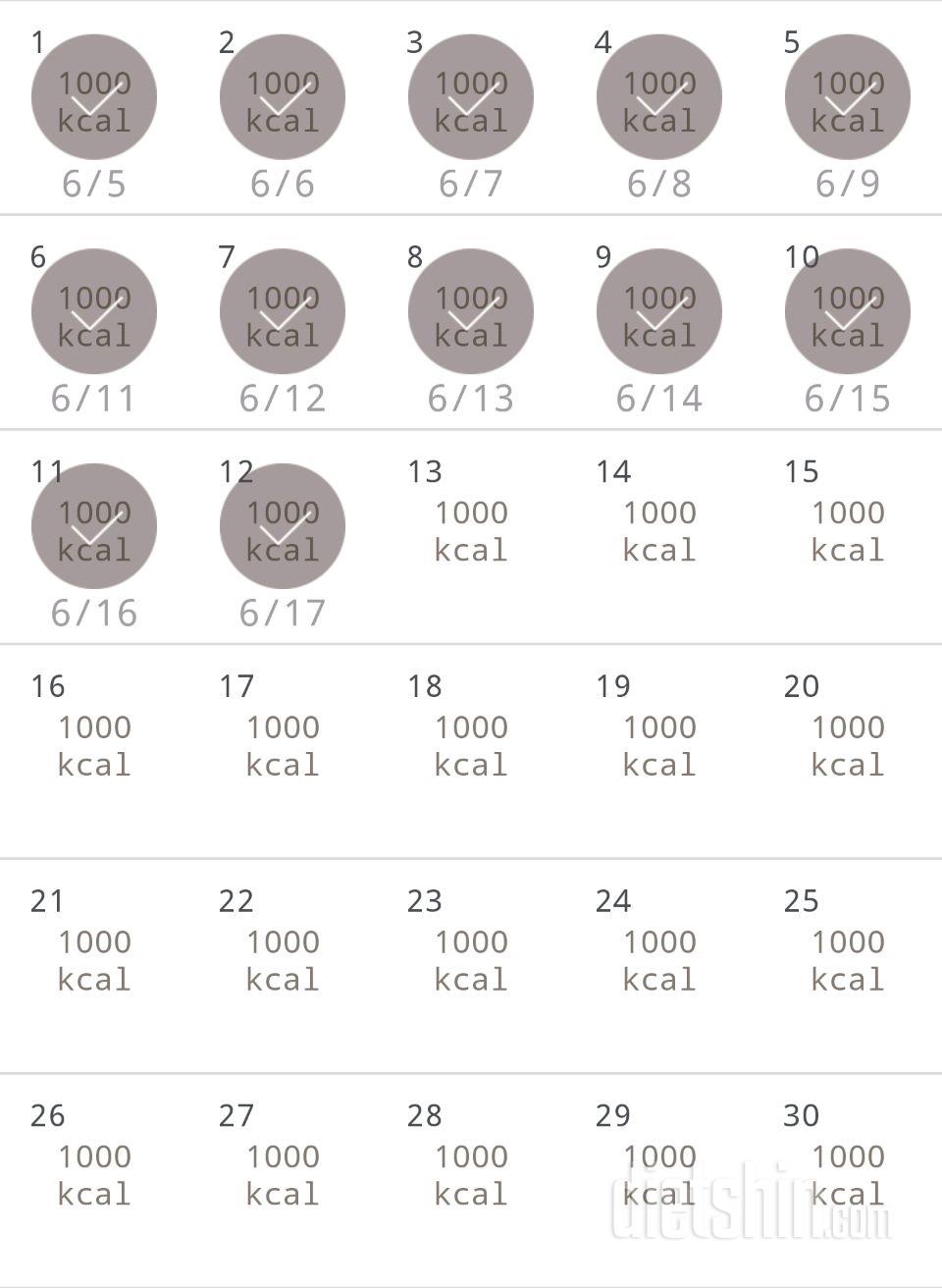 30일 1,000kcal 식단 12일차 성공!