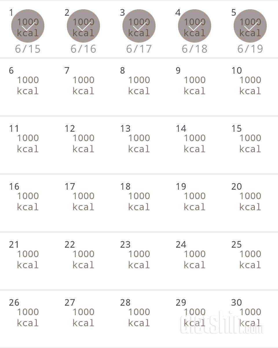 30일 1,000kcal 식단 5일차 성공!