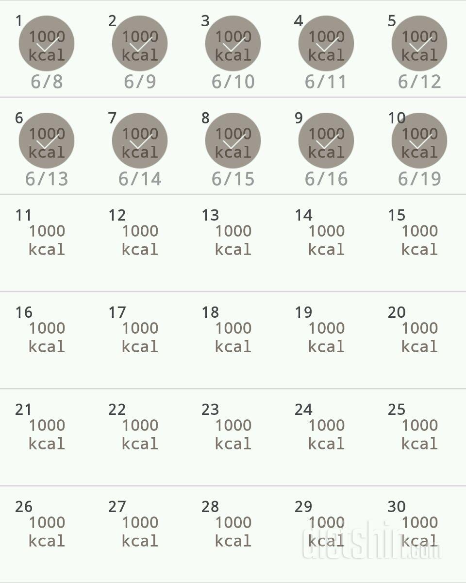 30일 1,000kcal 식단 10일차 성공!