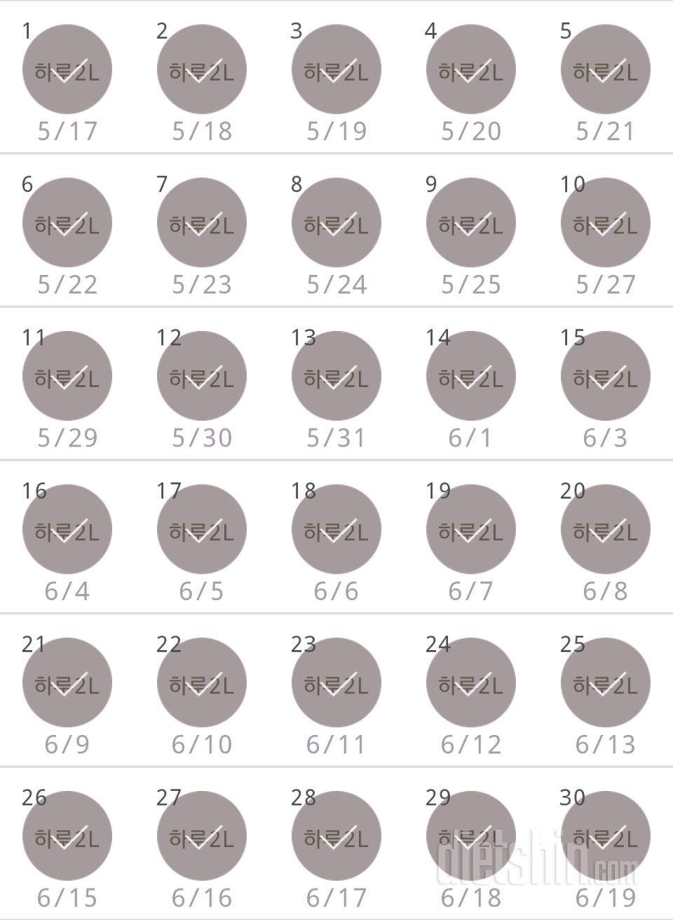 30일 하루 2L 물마시기 30일차 성공!