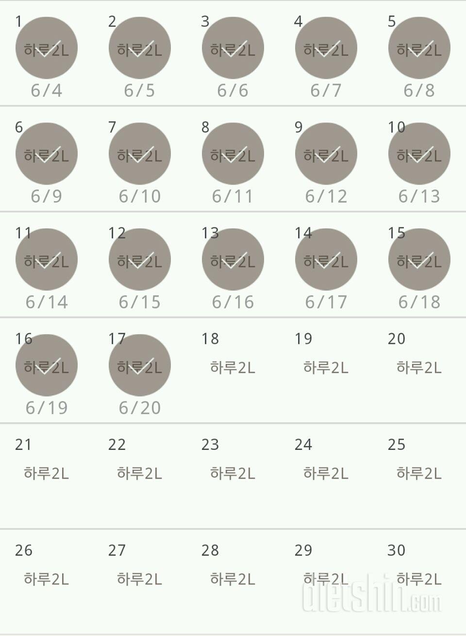 30일 하루 2L 물마시기 17일차 성공!