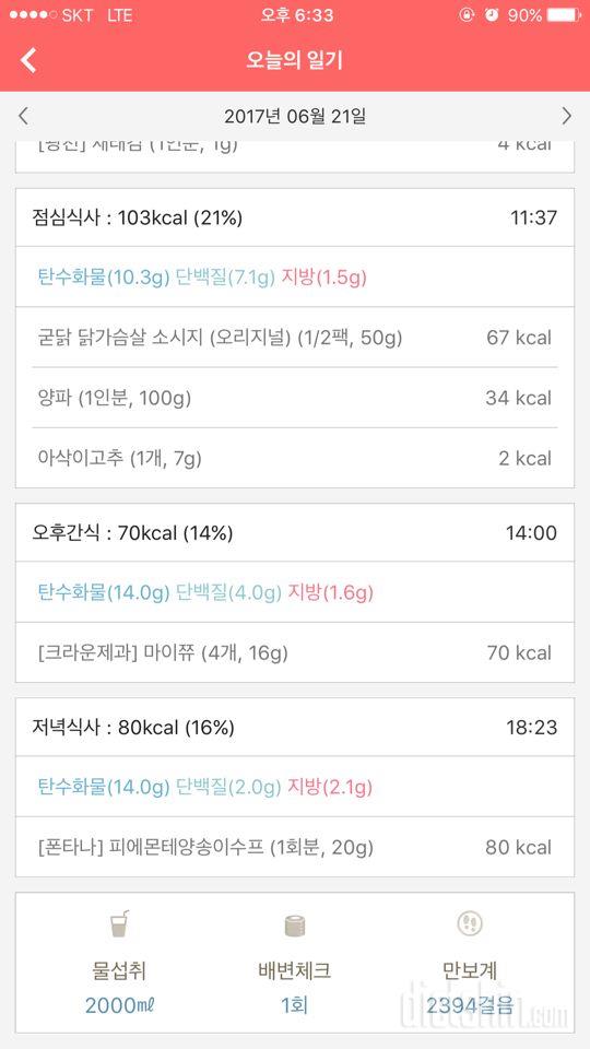 30일 하루 2L 물마시기 7일차 성공!