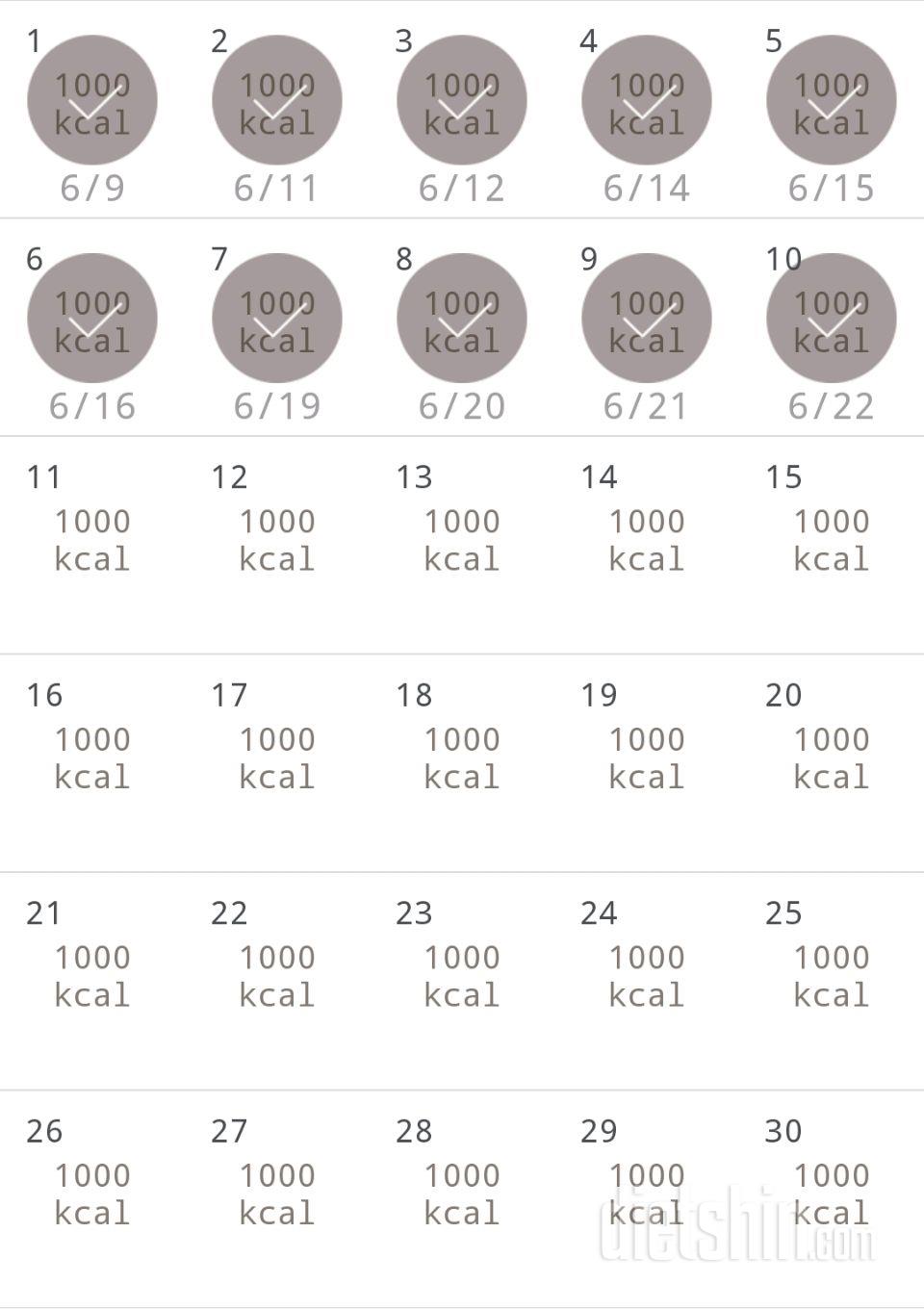 30일 1,000kcal 식단 10일차 성공!