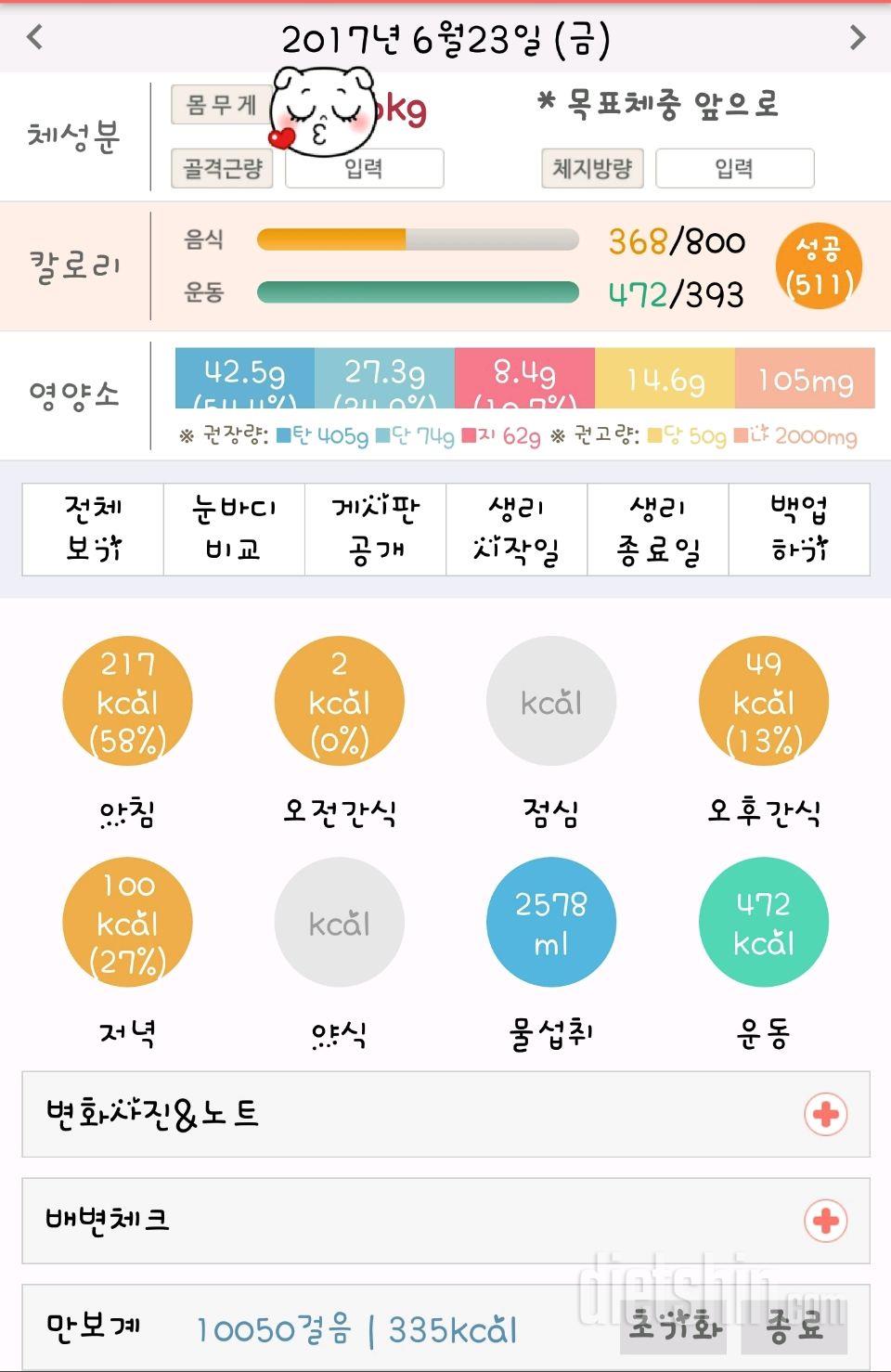 30일 야식끊기 17일차 성공!