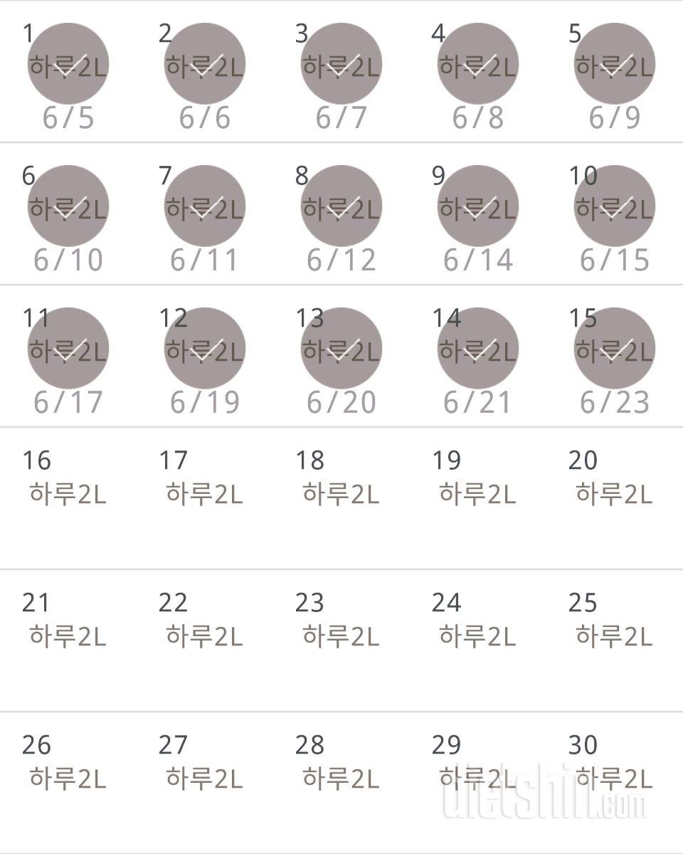 30일 하루 2L 물마시기 15일차 성공!