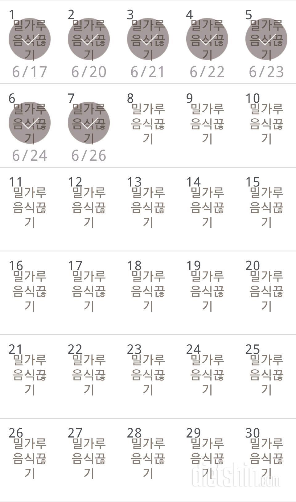 30일 밀가루 끊기 7일차 성공!