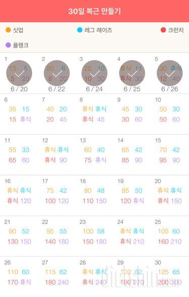 30일 복근 만들기 5일차 성공!