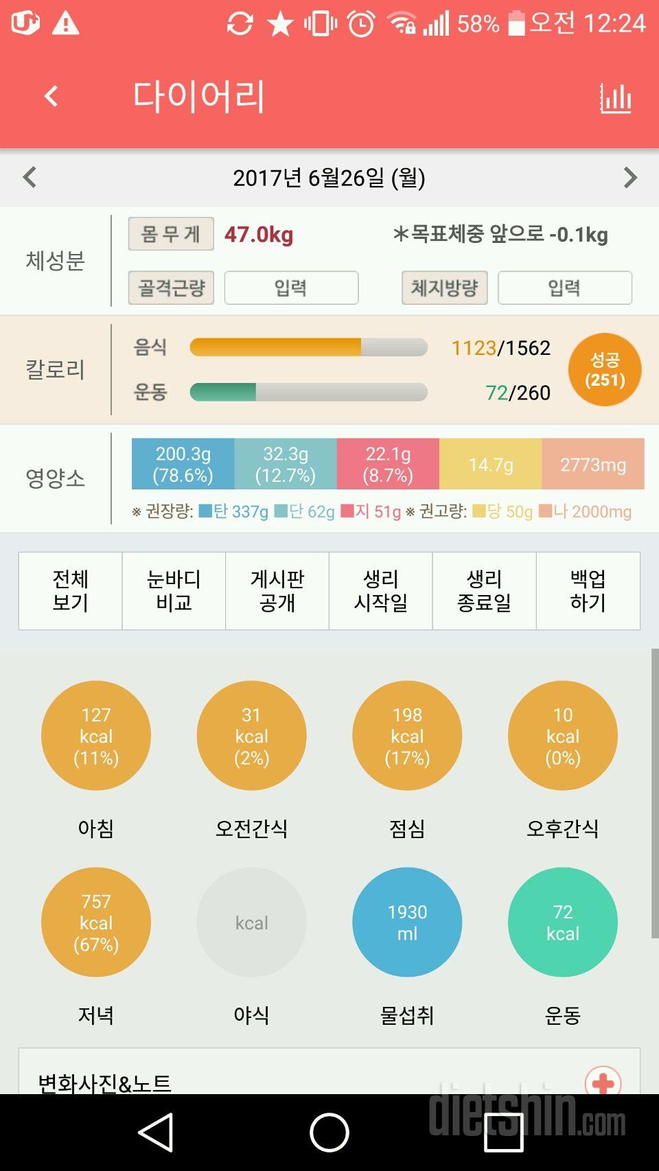 30일 당줄이기 18일차 성공!