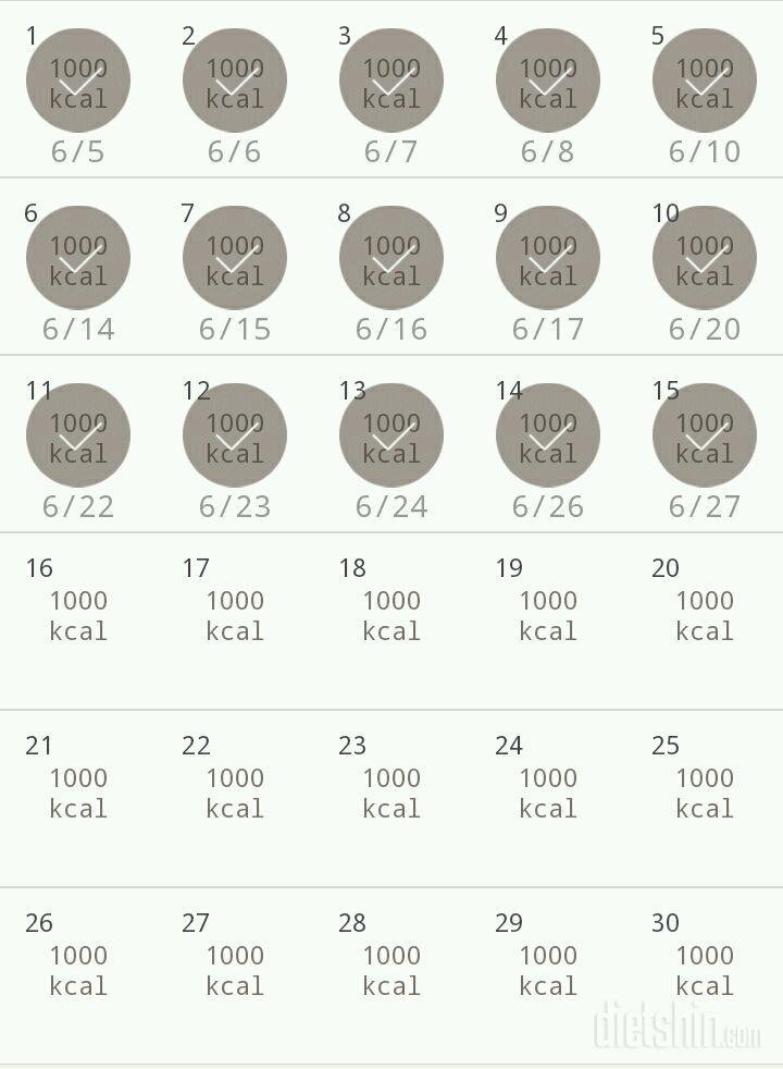 30일 1,000kcal 식단 15일차 성공!