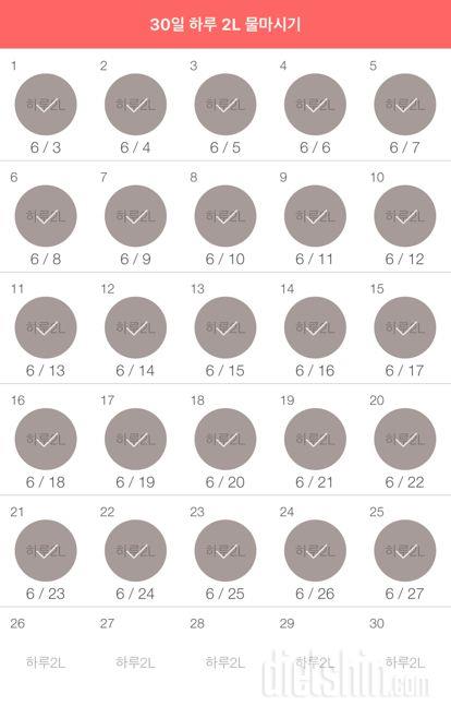 30일 하루 2L 물마시기 25일차 성공!