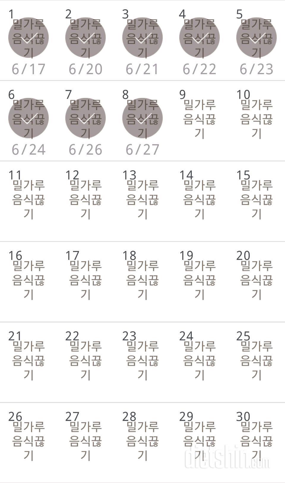 30일 밀가루 끊기 8일차 성공!