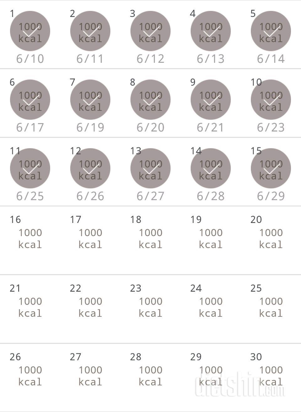 30일 1,000kcal 식단 15일차 성공!