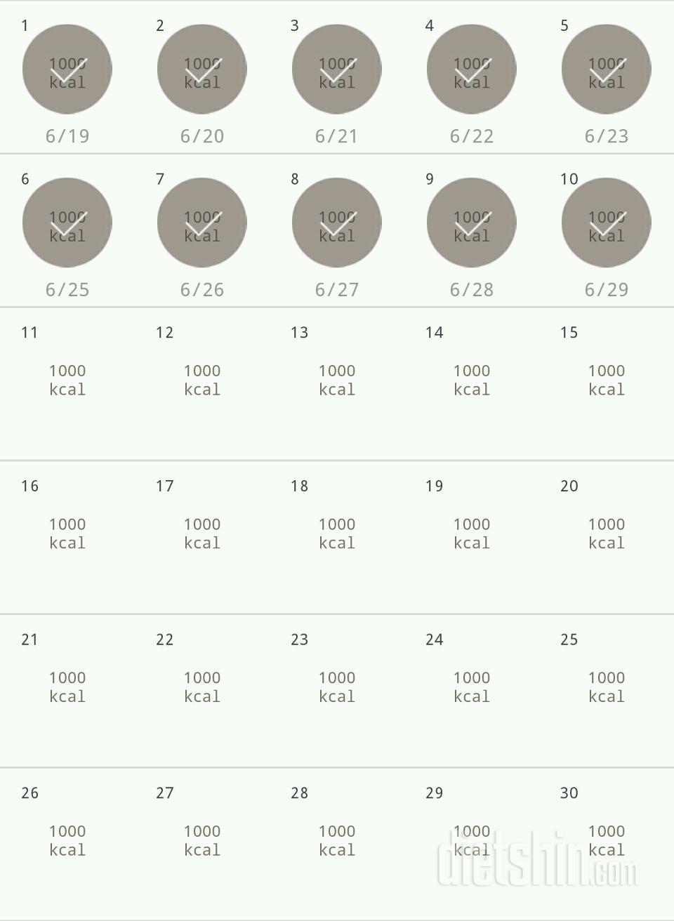 30일 1,000kcal 식단 10일차 성공!