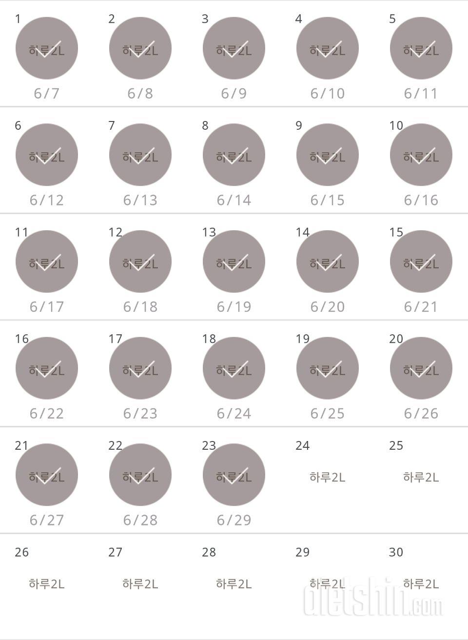 30일 하루 2L 물마시기 53일차 성공!