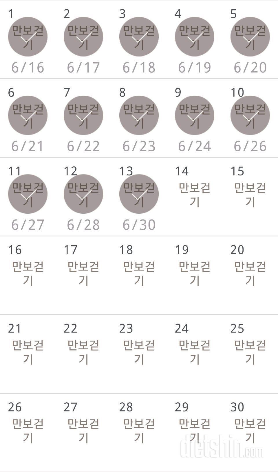 30일 만보 걷기 13일차 성공!