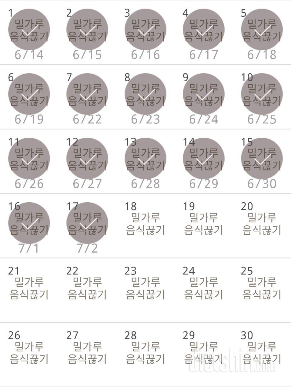 30일 밀가루 끊기 17일차 성공!