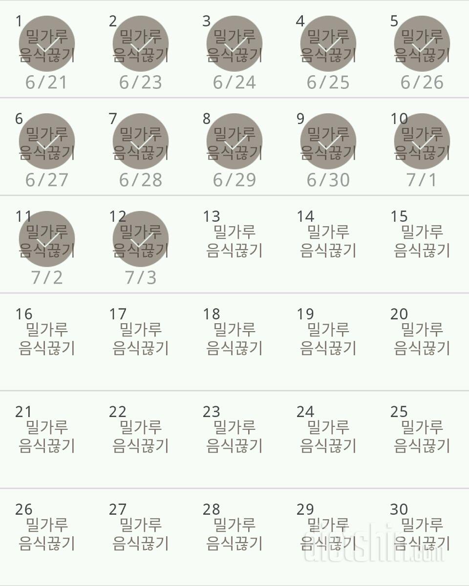 30일 밀가루 끊기 12일차 성공!