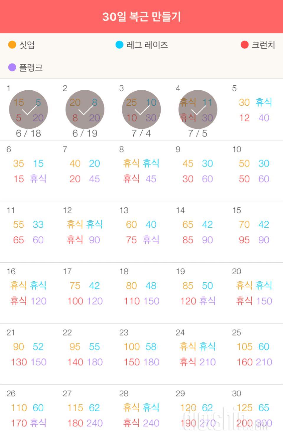 30일 복근 만들기 64일차 성공!