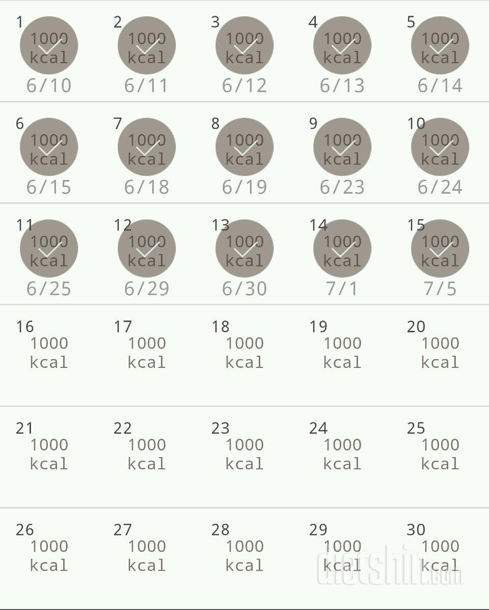 30일 1,000kcal 식단 15일차 성공!