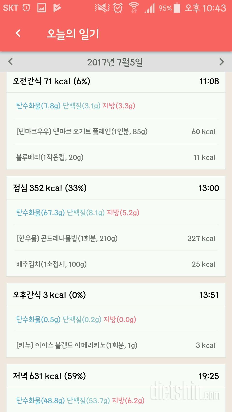 7월 5일 일기-낮에 잘먹어야하는데