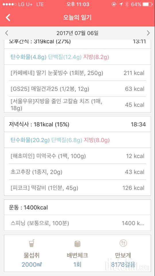 30일 하루 2L 물마시기 18일차 성공!